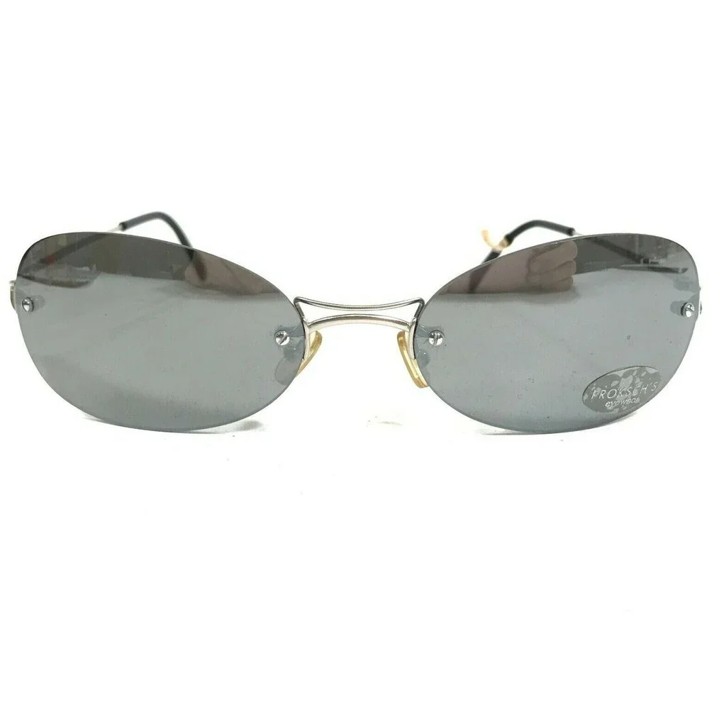 Proksch's Sunglasses M 44 8 Gray Round Cat Eye Wrap Wire Frames w Black Lenses